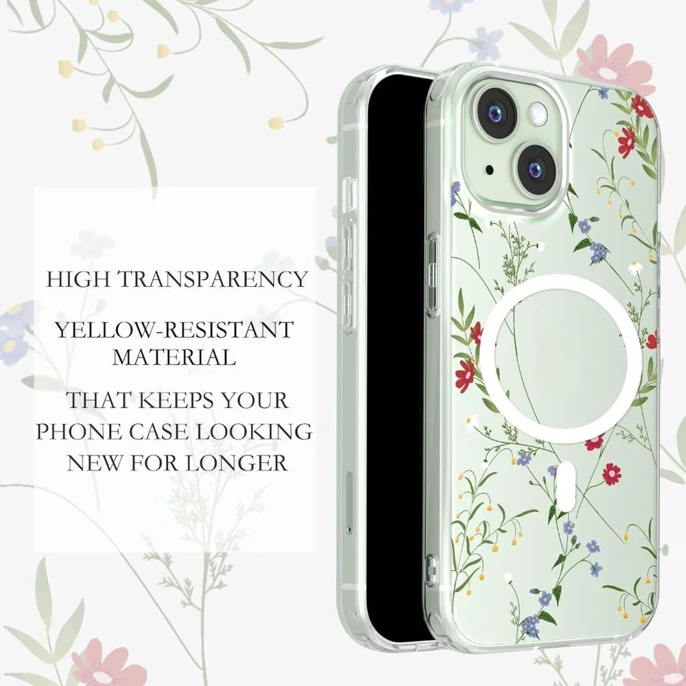 Floral Case for iPhone 15 Compatible with mag~Safe Clear Shockproof NEW IN BOX